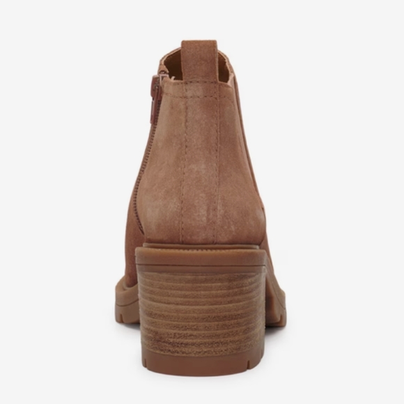 NWOT Lucky Brand 'Sumah' Chunky Heel Suede Booties in Light Brown 🤎 - Picture 3 of 12